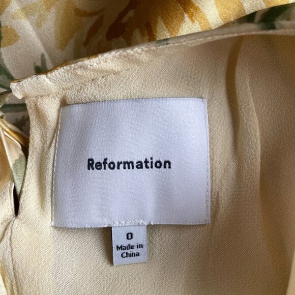 NEW Reformation Anaiis Long Backless Silk Dress Honeyglow Yellow Floral | US 0 - Picture 12 of 13